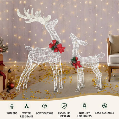 Jingle Jollys Christmas Lights 2pcs Reindeer Set Fairy Light 170 LED Decorations - Image 4