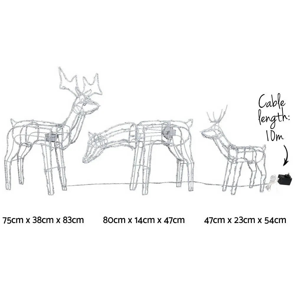 Jingle Jollys Christmas Lights 3 Pcs Reindeers 250 LED Decorations - Image 2