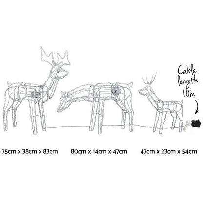 Jingle Jollys Christmas Lights 3 Pcs Reindeers 250 LED Decorations - Image 2