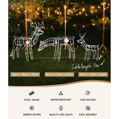 Jingle Jollys Christmas Lights 3 Pcs Reindeers 250 LED Decorations - Image 3