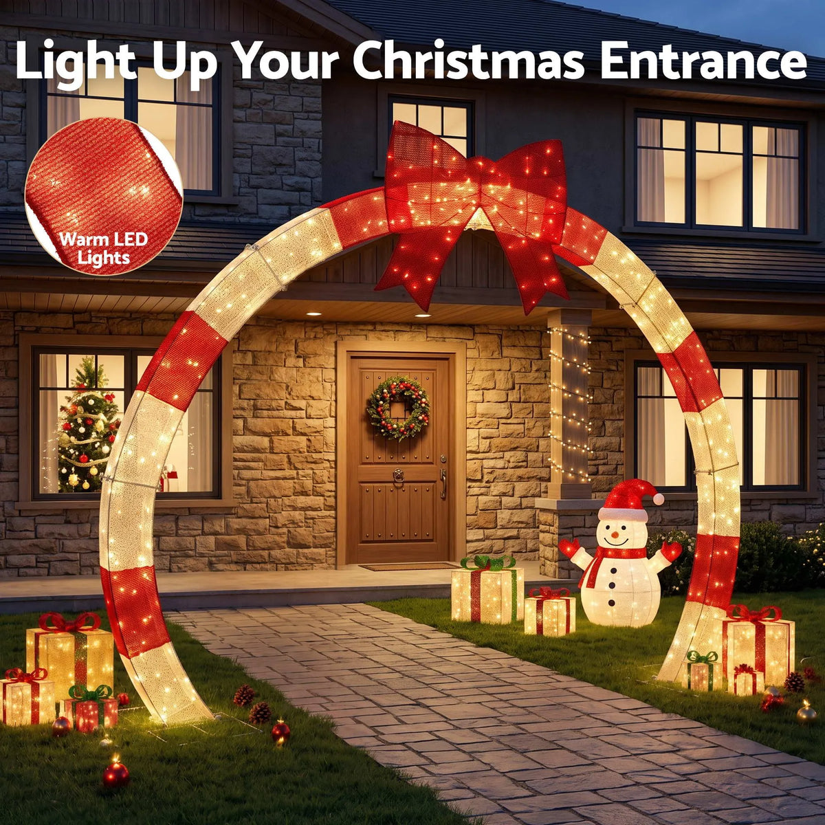 Jingle Jollys 2.5m Christmas Archway Pre-Lit Warm White LED Outdoor Garden Decoration - Image 3