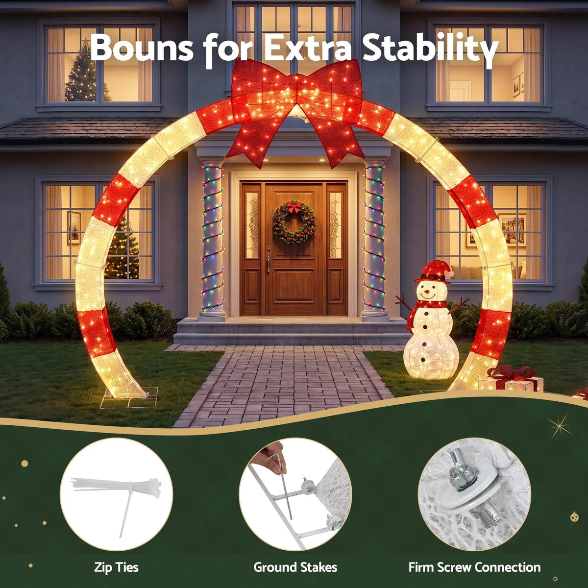 Jingle Jollys 2.5m Christmas Archway Pre-Lit Warm White LED Outdoor Garden Decoration - Image 5