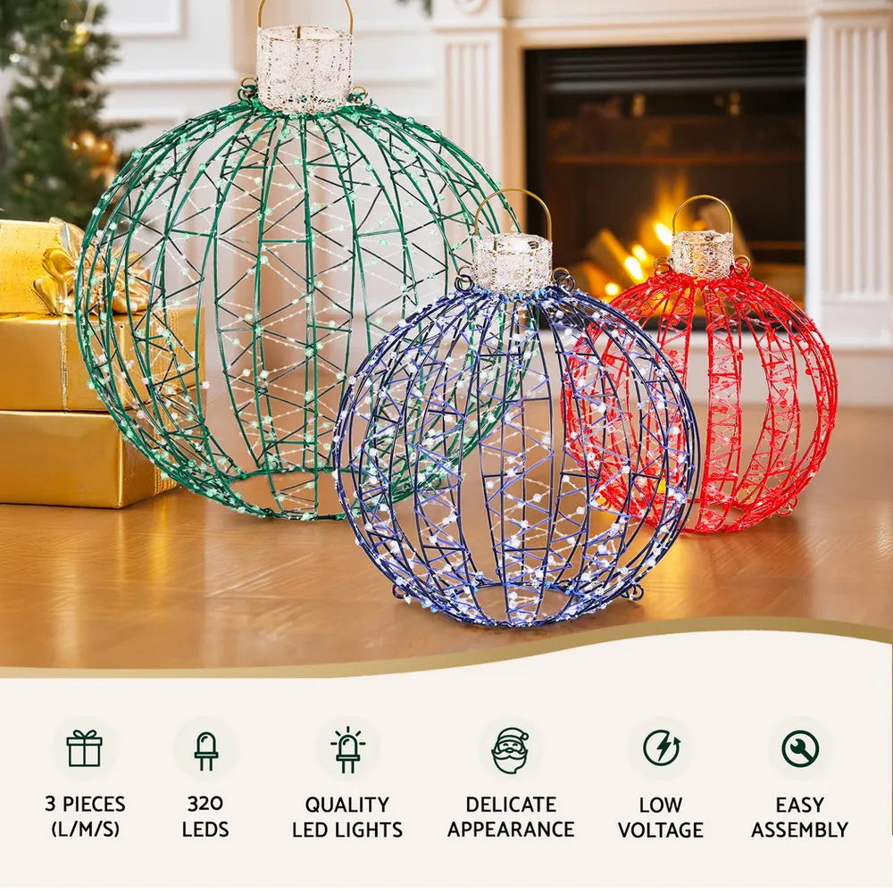 Jingle Jollys Christmas Lights 320 LED Fairy Light 3pcs Ball Decorations Set - Image 4