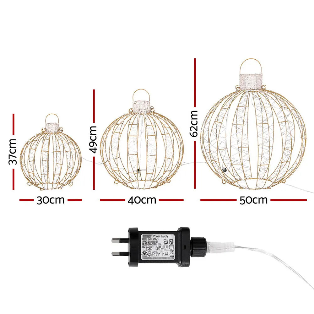 Jingle Jollys Christmas Lights 360 LED Fairy Light 3pcs Ball Decorations Set - Image 2