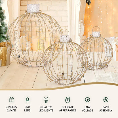 Jingle Jollys Christmas Lights 360 LED Fairy Light 3pcs Ball Decorations Set - Image 4