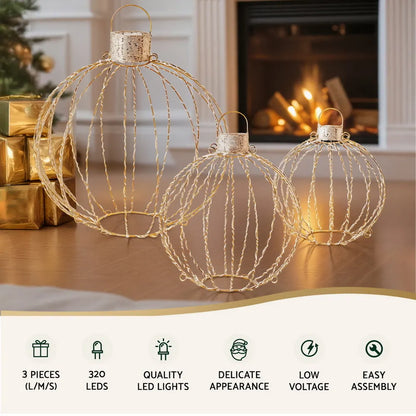Jingle Jollys Christmas Lights 320 LED Fairy Light 3pcs Ball Decorations Set - Image 4
