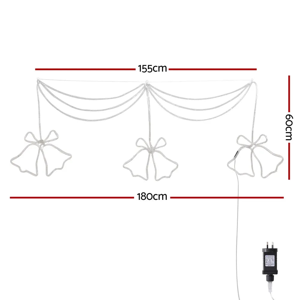 1.8M Christmas Lights 288 LED Bell Motif Light Decorations Jingle Jollys - Image 2