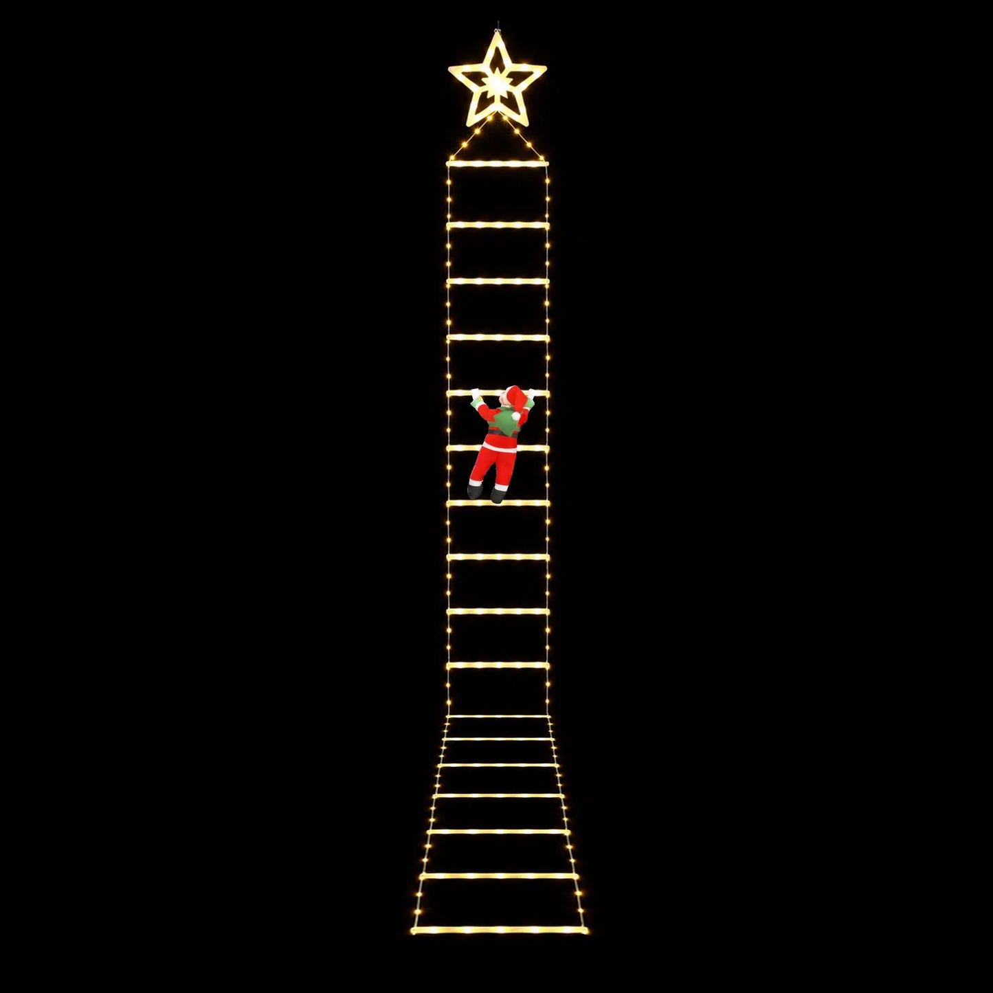 Jingle Jollys Christmas Ladder Lights Santa 3.4m 328LED Hanging Decor Warm White - Image 3