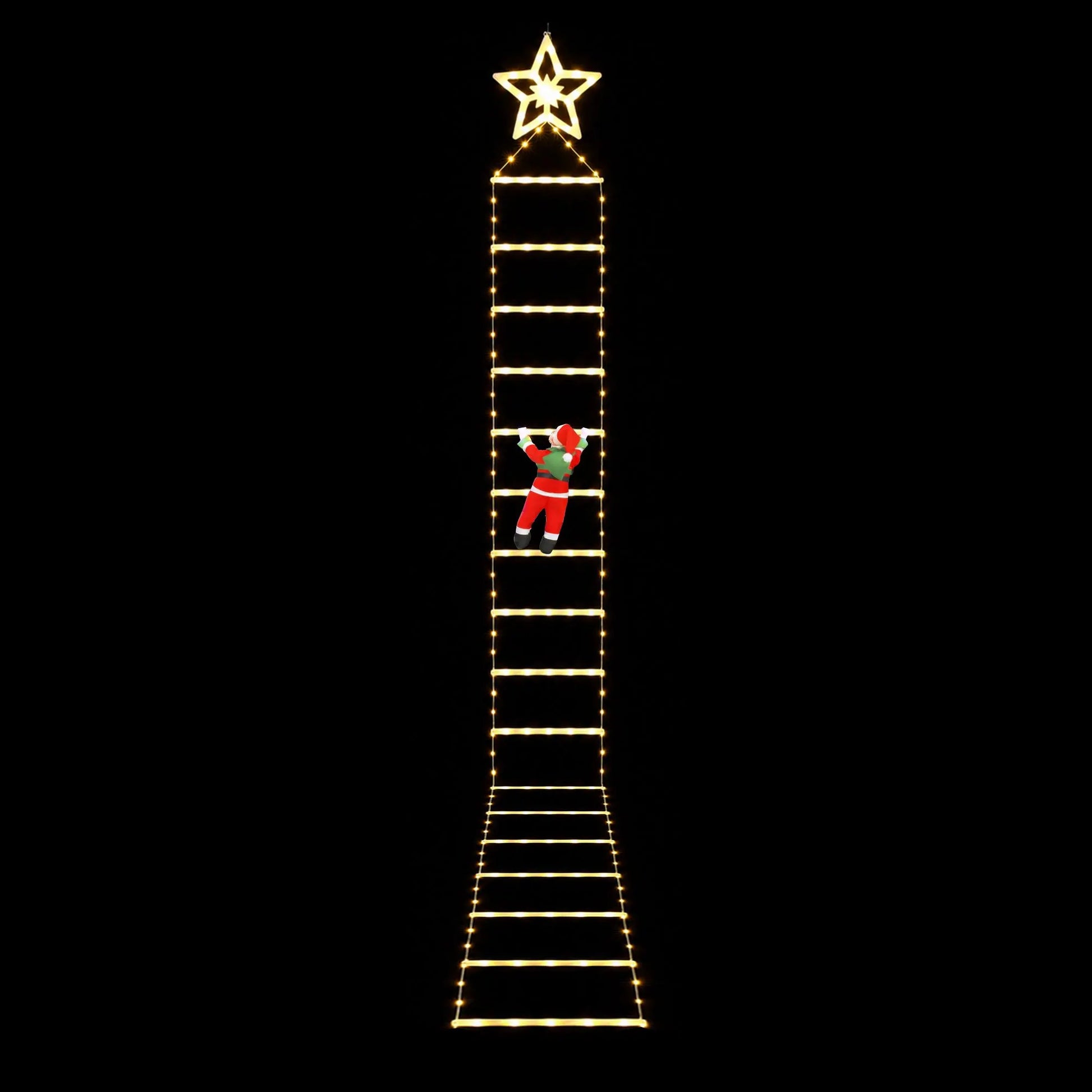 Jingle Jollys Christmas Ladder Lights Santa 3.4m 328LED Hanging Decor Warm White - Image 3