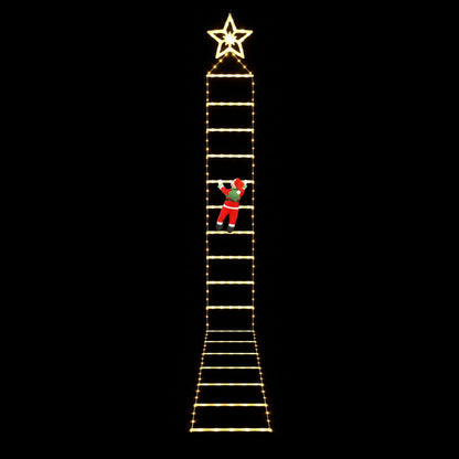 Jingle Jollys Christmas Ladder Lights Santa 3.4m 328LED Hanging Decor Warm White - Image 3