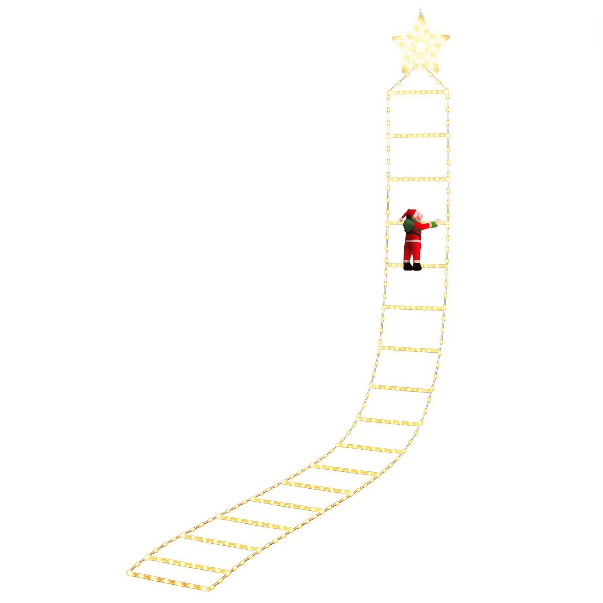 Jingle Jollys Christmas Ladder Lights Santa 3.4m 328LED Hanging Decor Warm White - Image 4