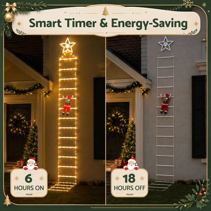 Jingle Jollys Christmas Ladder Lights Santa 3.4m 328LED Hanging Decor Warm White - Image 5