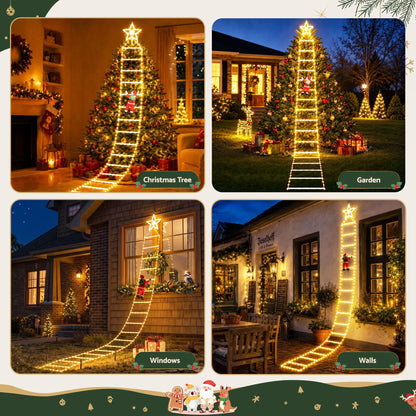 Jingle Jollys Christmas Ladder Lights Santa 3.4m 328LED Hanging Decor Warm White - Image 9
