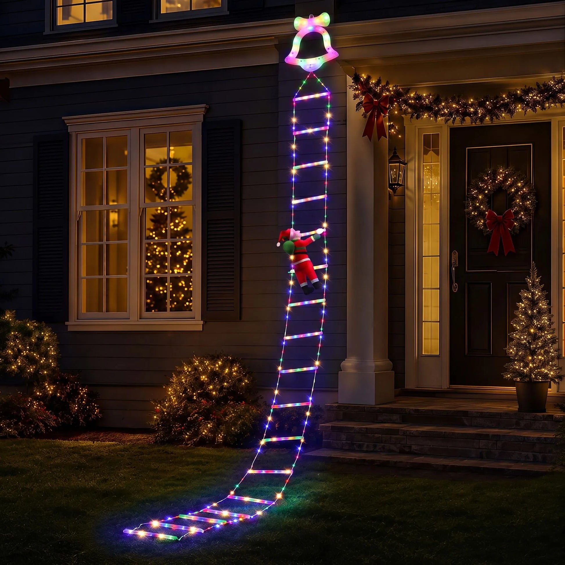 Jingle Jollys 3.5M Christmas Lights 300 LED Ladder Light with Santa Claus Decor - Image 2