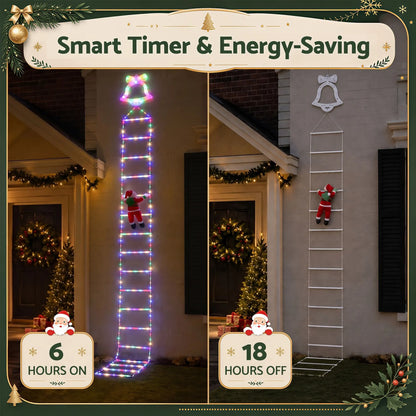 Jingle Jollys 3.5M Christmas Lights 300 LED Ladder Light with Santa Claus Decor - Image 4