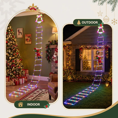 Jingle Jollys 3.5M Christmas Lights 300 LED Ladder Light with Santa Claus Decor - Image 6