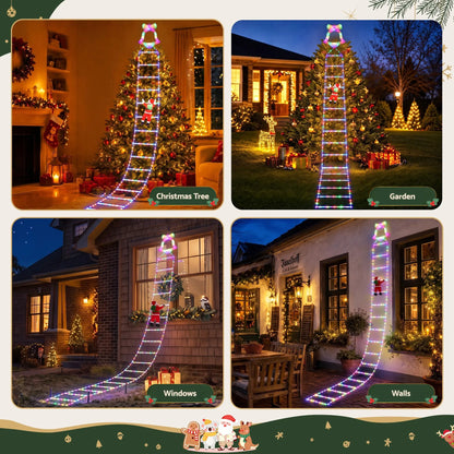 Jingle Jollys 3.5M Christmas Lights 300 LED Ladder Light with Santa Claus Decor - Image 7