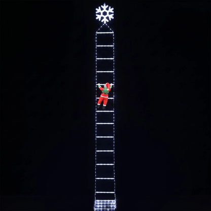 Jingle Jollys Christmas Ladder Lights Santa 3.4m 328LED Hanging Decor Cool White - Image 3