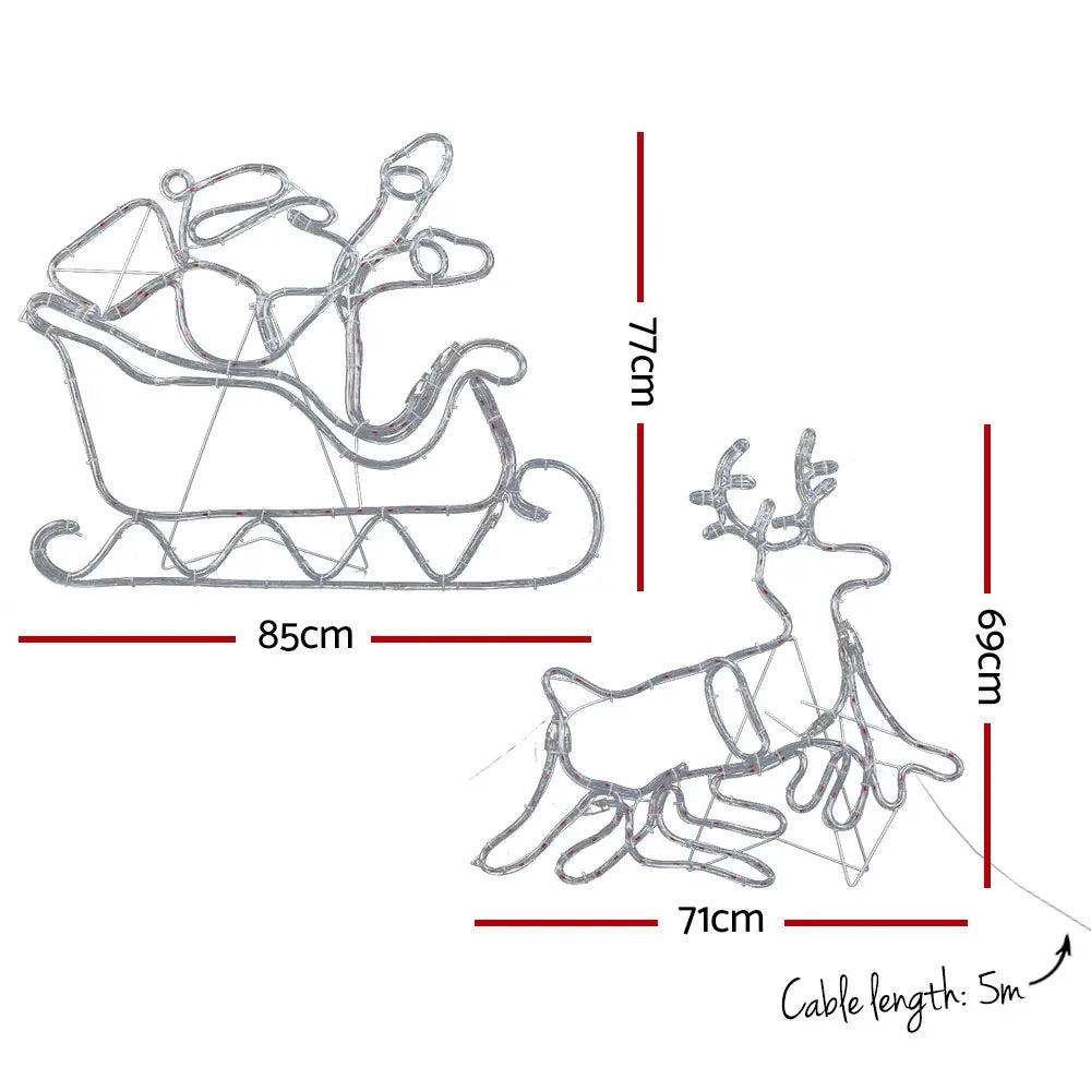 1X Christmas Lights Reindeer Sleigh 806 LED Decorations Jingle Jollys - Image 2