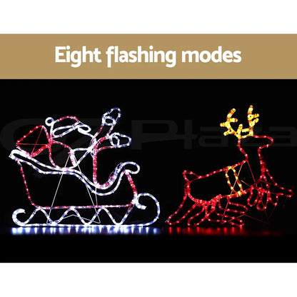 1X Christmas Lights Reindeer Sleigh 806 LED Decorations Jingle Jollys - Image 4