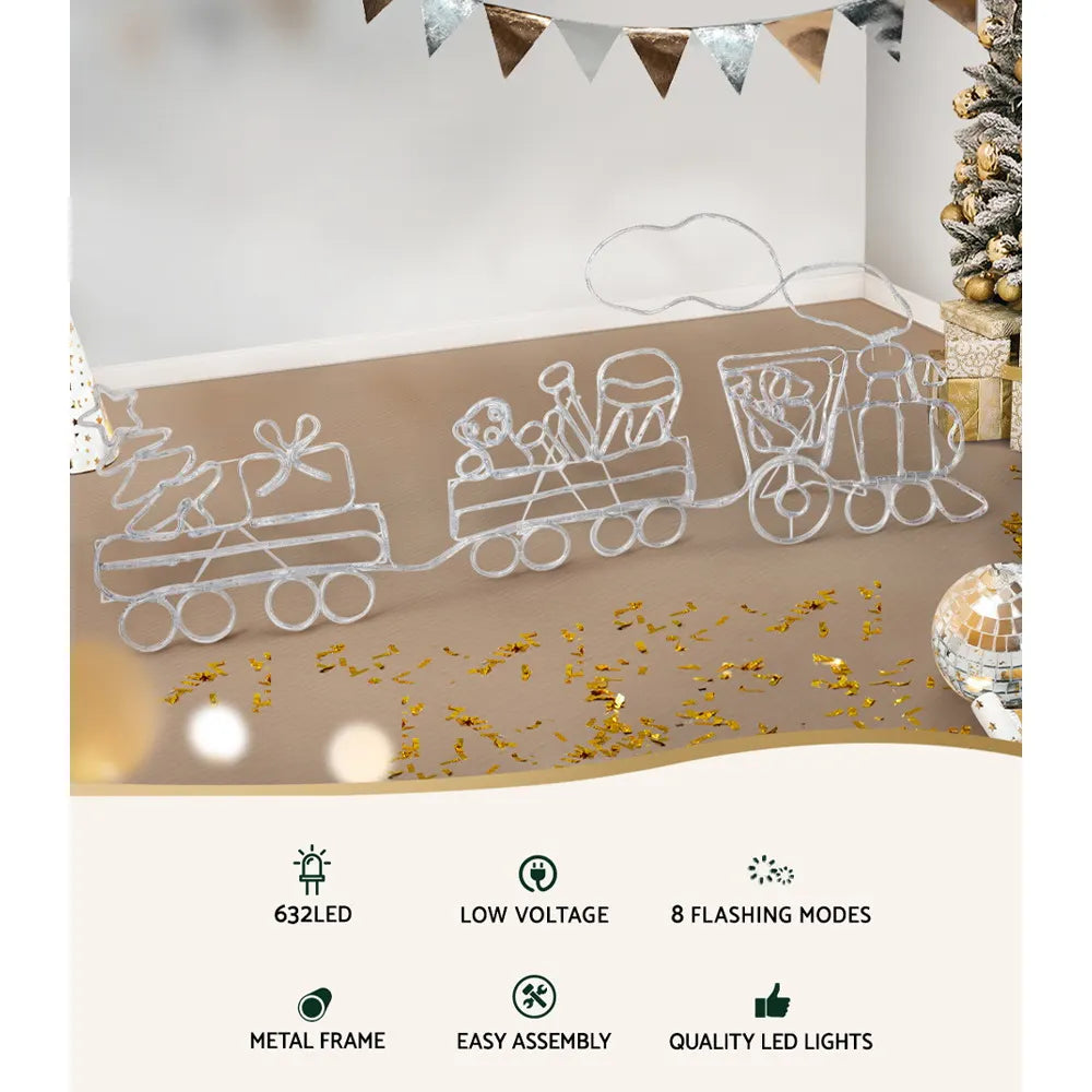 Jingle Jollys Christmas Lights 210cm Train 631 LED Decorations - Image 3