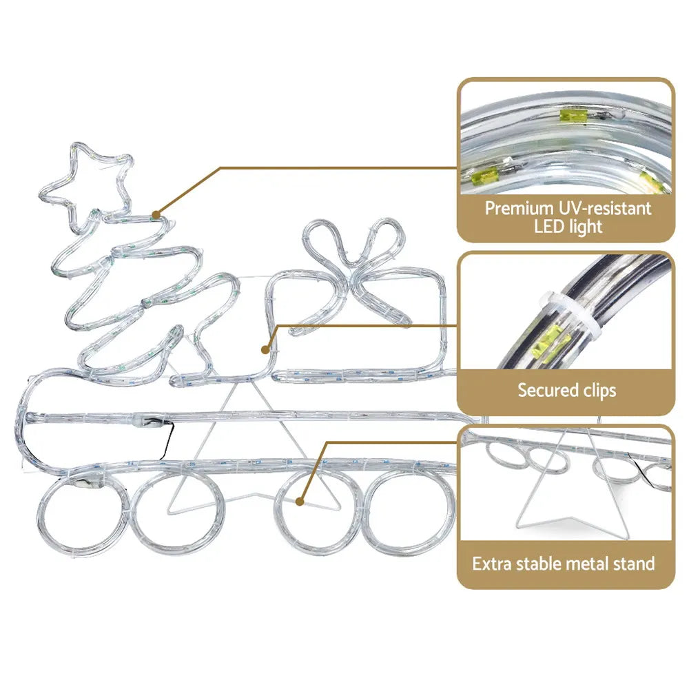 Jingle Jollys Christmas Lights 210cm Train 631 LED Decorations - Image 4