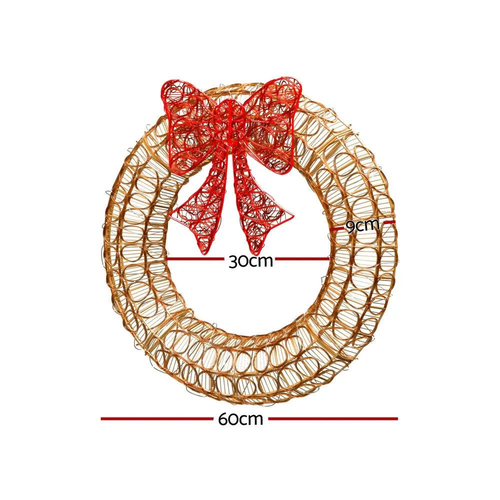 Jingle Jollys Christmas Lights 60cm Motif 160 LED Solar Wreath Xmas Decorations - Image 2