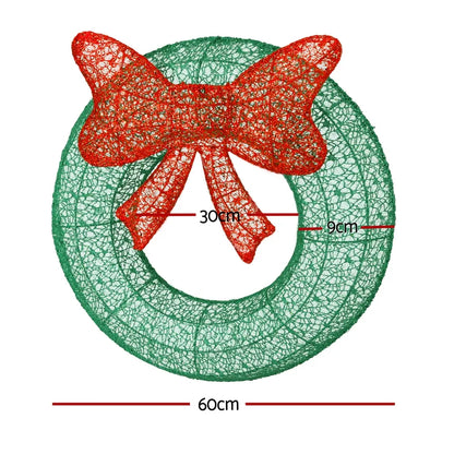 Jingle Jollys Christmas Lights 60cm Motif 50 LED Solar Wreath Xmas Decorations - Image 2