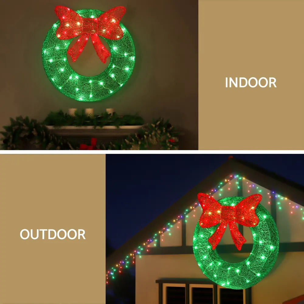 Jingle Jollys Christmas Lights 60cm Motif 50 LED Solar Wreath Xmas Decorations - Image 4