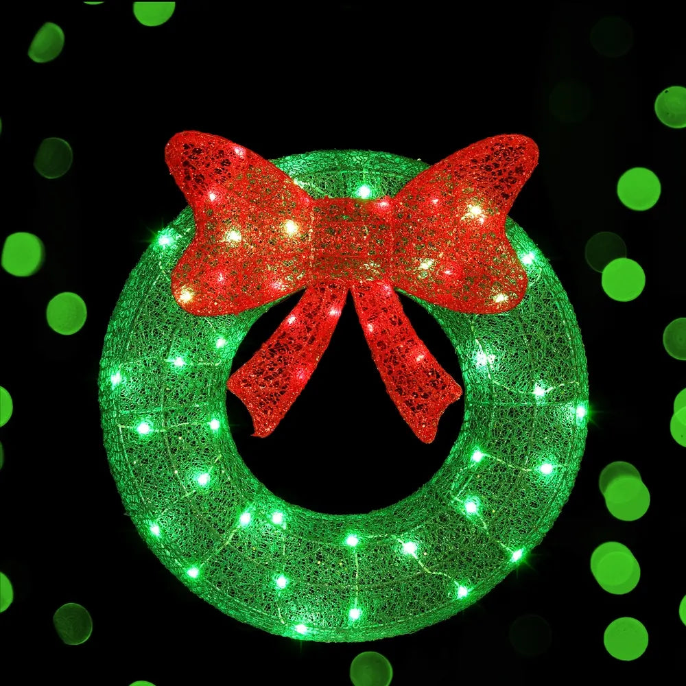 Jingle Jollys Christmas Lights 60cm Motif 50 LED Solar Wreath Xmas Decorations - Image 6