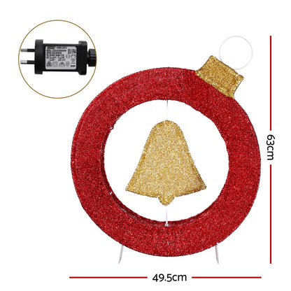Jingle Jollys Christmas Lights 60cm Motif 30 LED Bell Wreath Xmas Decorations - Image 4
