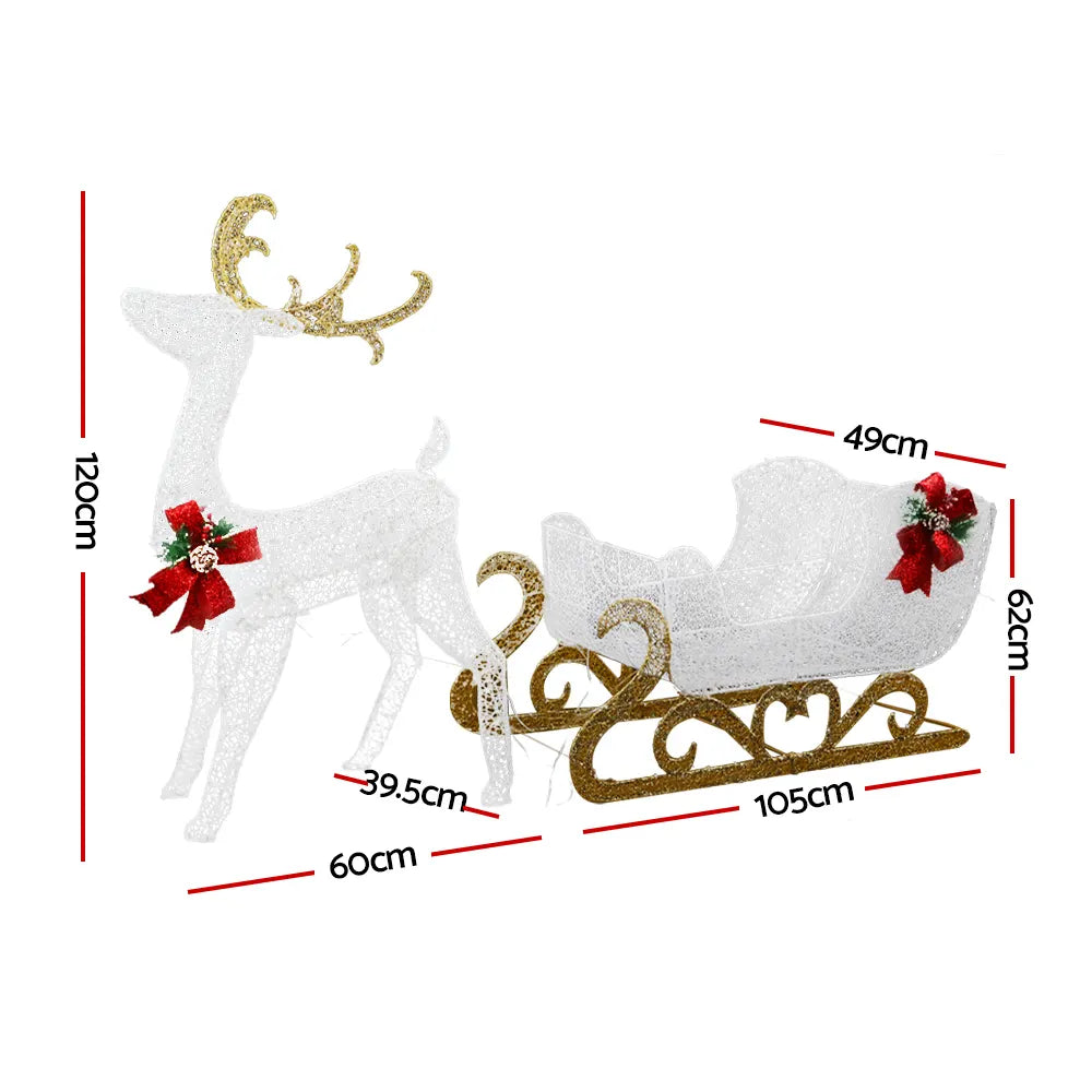 Jingle Jollys Christmas Lights Reindeer Sleigh215 LED Decorations - Image 2