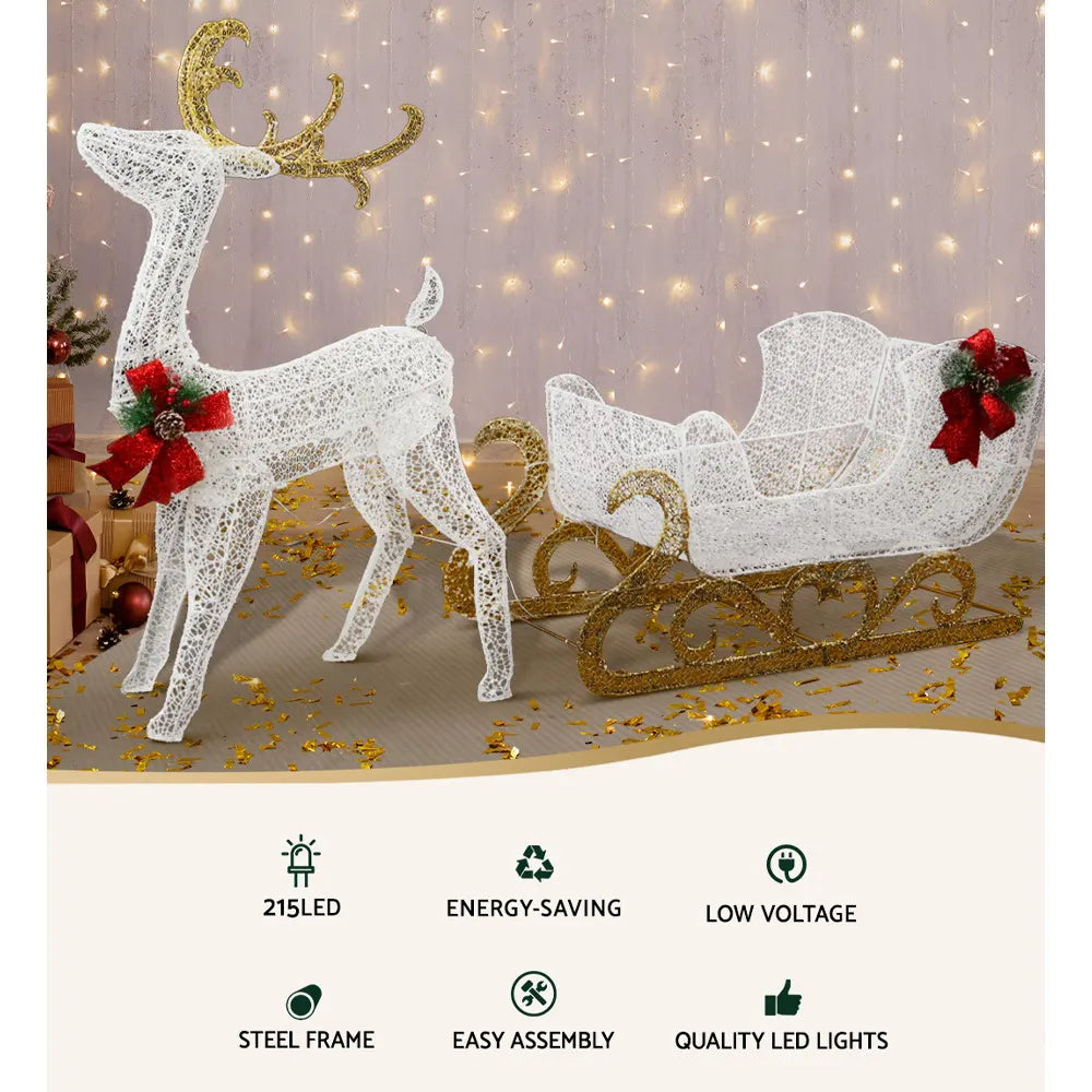 Jingle Jollys Christmas Lights Reindeer Sleigh215 LED Decorations - Image 4