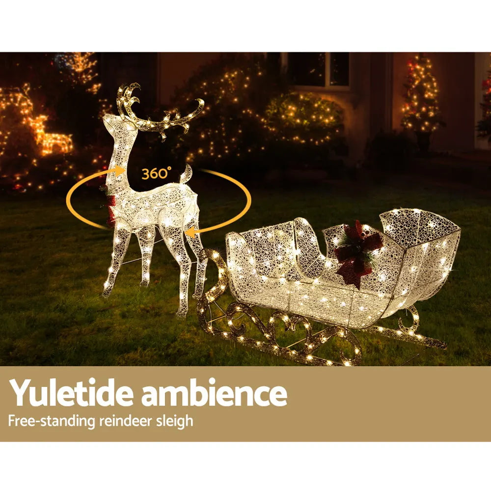 Jingle Jollys Christmas Lights Reindeer Sleigh215 LED Decorations - Image 5