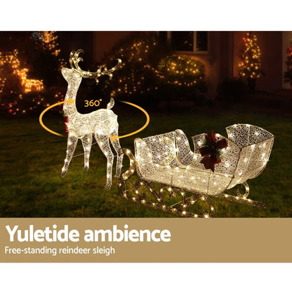 Jingle Jollys Christmas Lights Reindeer Sleigh215 LED Decorations - Image 5