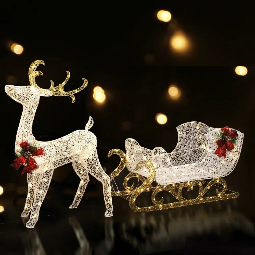 Jingle Jollys Christmas Lights Reindeer Sleigh215 LED Decorations - Image 8