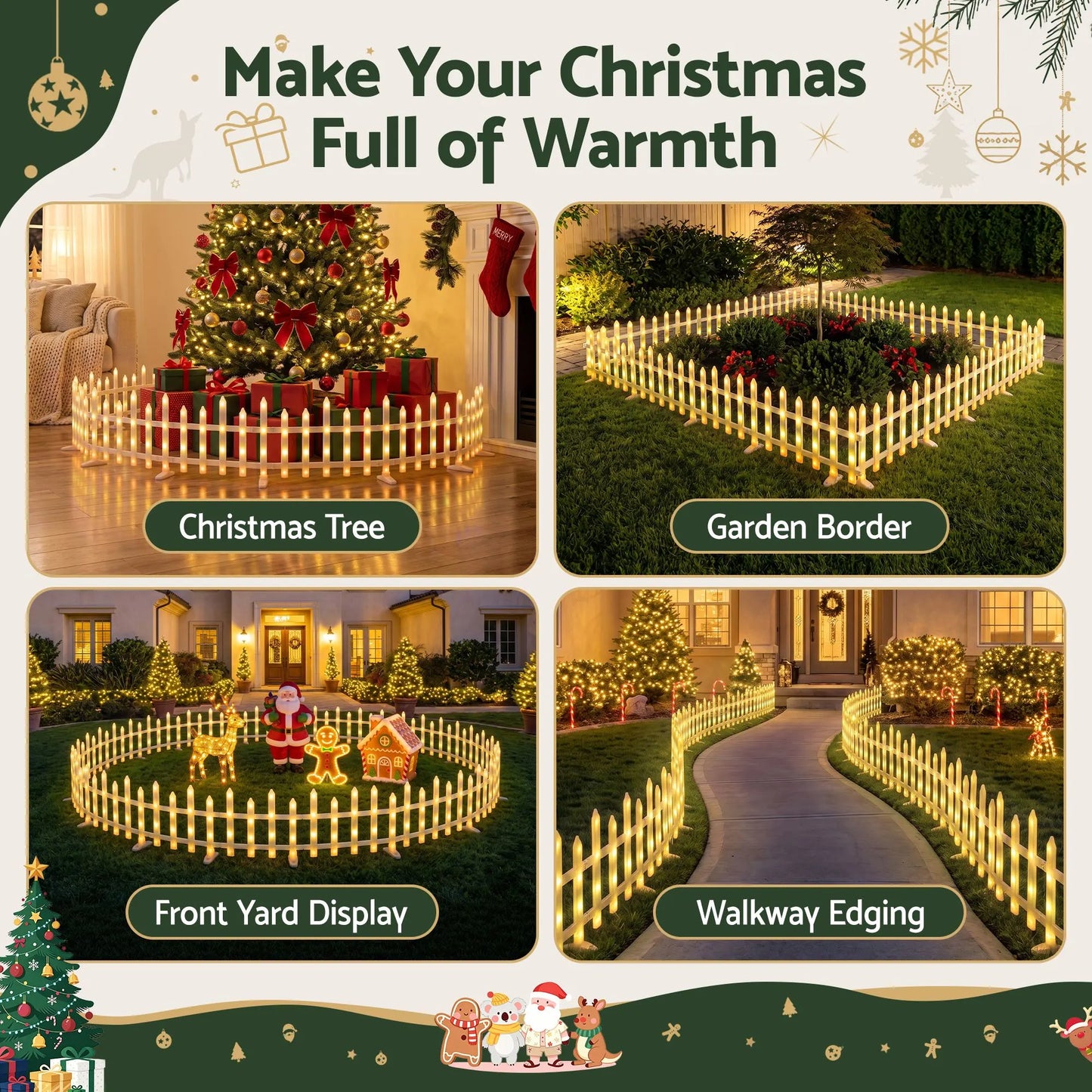 Jingle Jollys 3m Solar Christmas Fence Lights Outdoor Garden Path Decor Warm White 8pc - Image 8