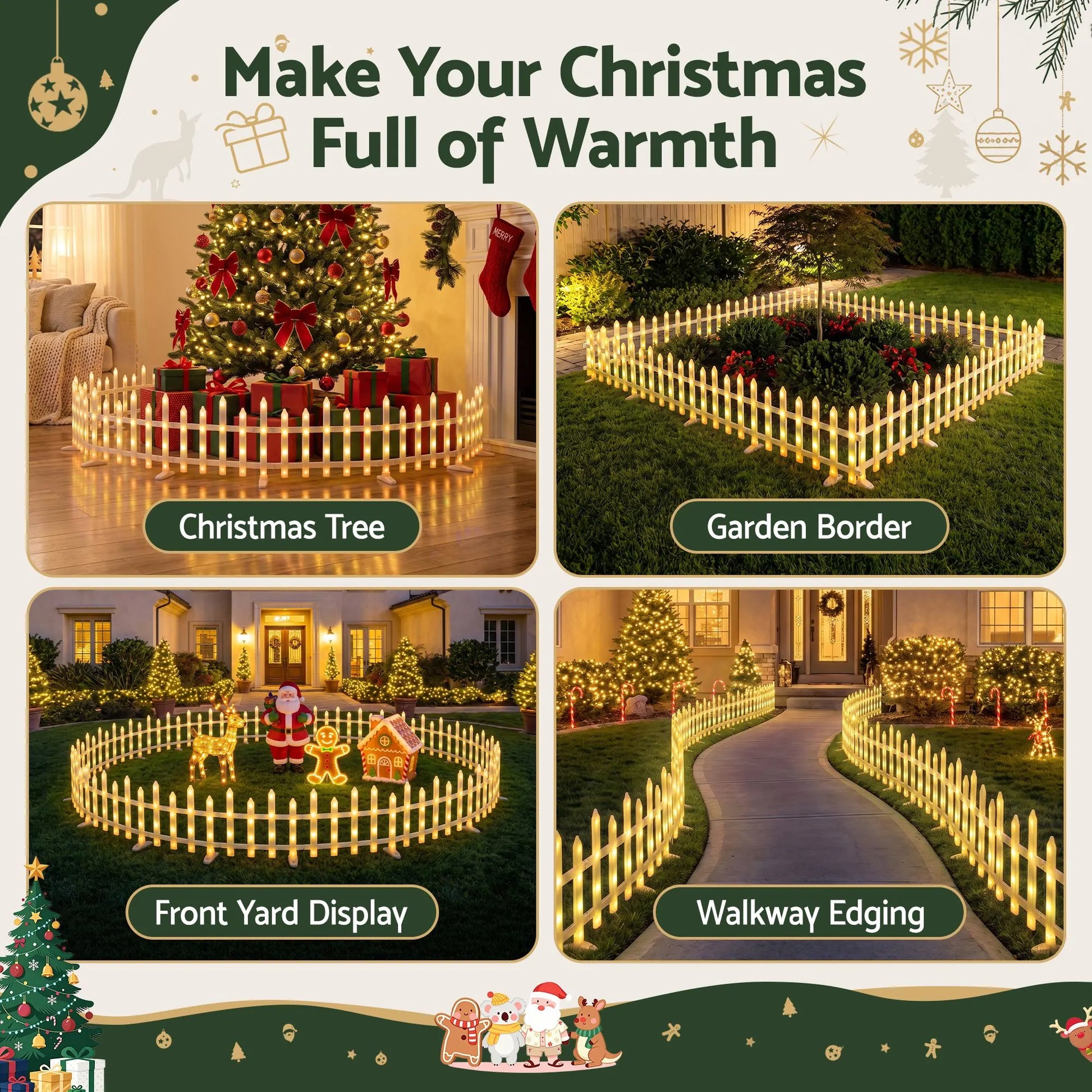 Jingle Jollys 3m Solar Christmas Fence Lights Outdoor Garden Path Decor Warm White 8pc - Image 8