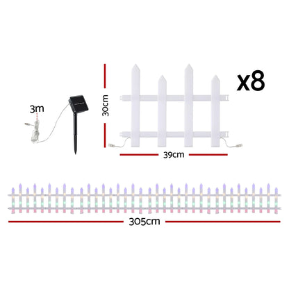 Jingle Jollys 3m Solar Christmas Fence Lights Outdoor Garden Path Decor Multicolour 8pc - Image 2