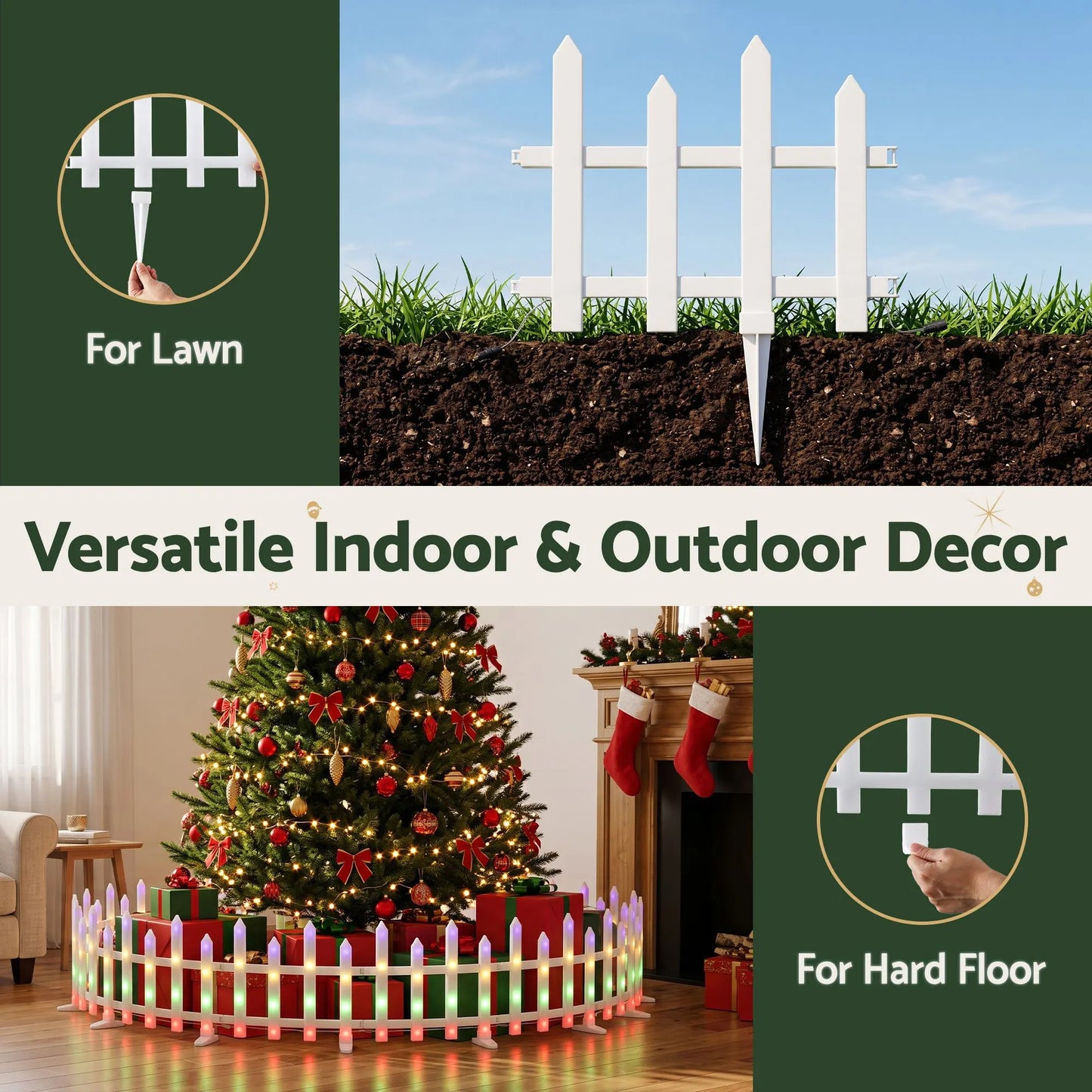 Jingle Jollys 3m Solar Christmas Fence Lights Outdoor Garden Path Decor Multicolour 8pc - Image 6