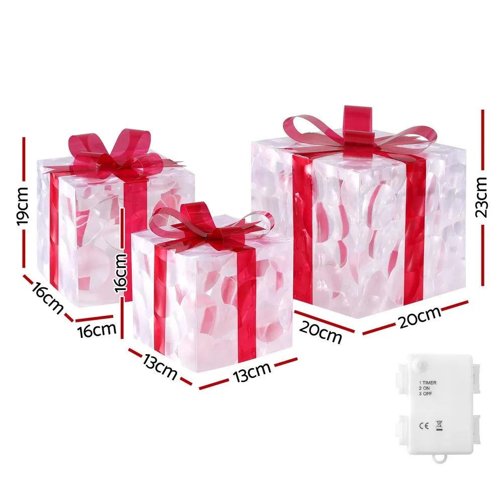 Jingle Jollys Christmas Lights 70 LED Fairy Light Gift Box 3pcs Decorations Red - Image 2