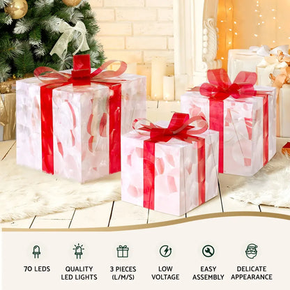 Jingle Jollys Christmas Lights 70 LED Fairy Light Gift Box 3pcs Decorations Red - Image 4