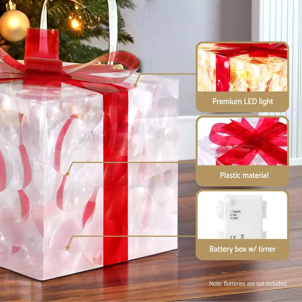 Jingle Jollys Christmas Lights 70 LED Fairy Light Gift Box 3pcs Decorations Red - Image 6