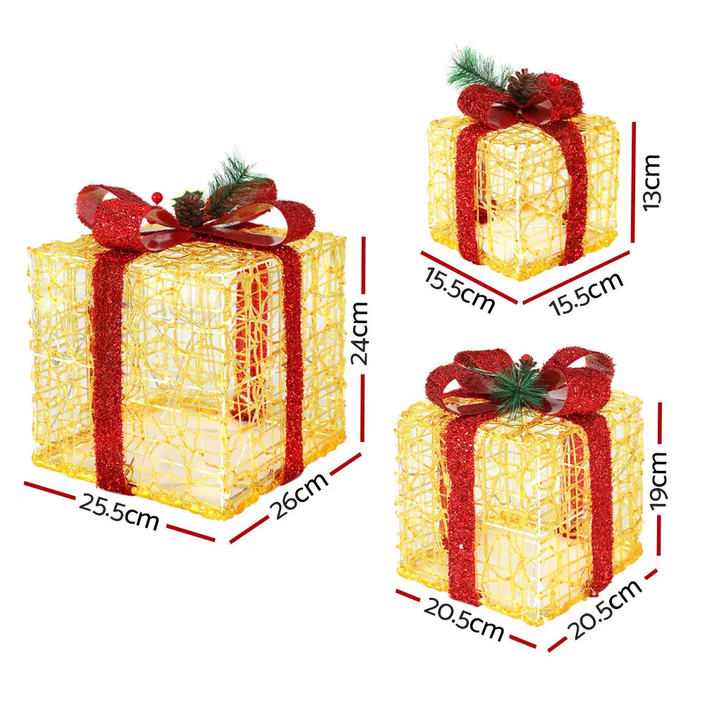 Jingle Jollys Christmas Lights Gift Box Set 3 PCS Set 48 LED Decorations - Image 2