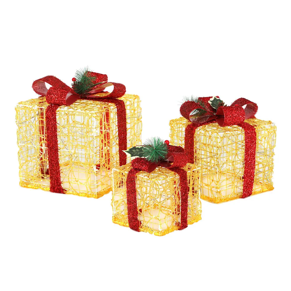 Jingle Jollys Christmas Lights Gift Box Set 3 PCS Set 48 LED Decorations - Image 3