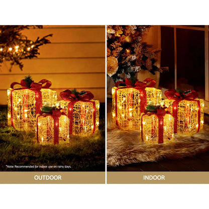 Jingle Jollys Christmas Lights Gift Box Set 3 PCS Set 48 LED Decorations - Image 5