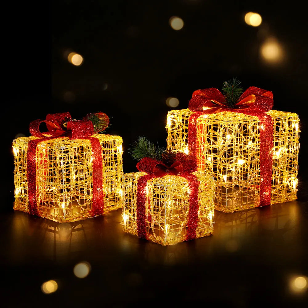 Jingle Jollys Christmas Lights Gift Box Set 3 PCS Set 48 LED Decorations - Image 7