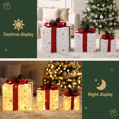 Jingle Jollys Christmas Decorations 3PC Lighted Gift Boxes Christmas Lights - Image 3