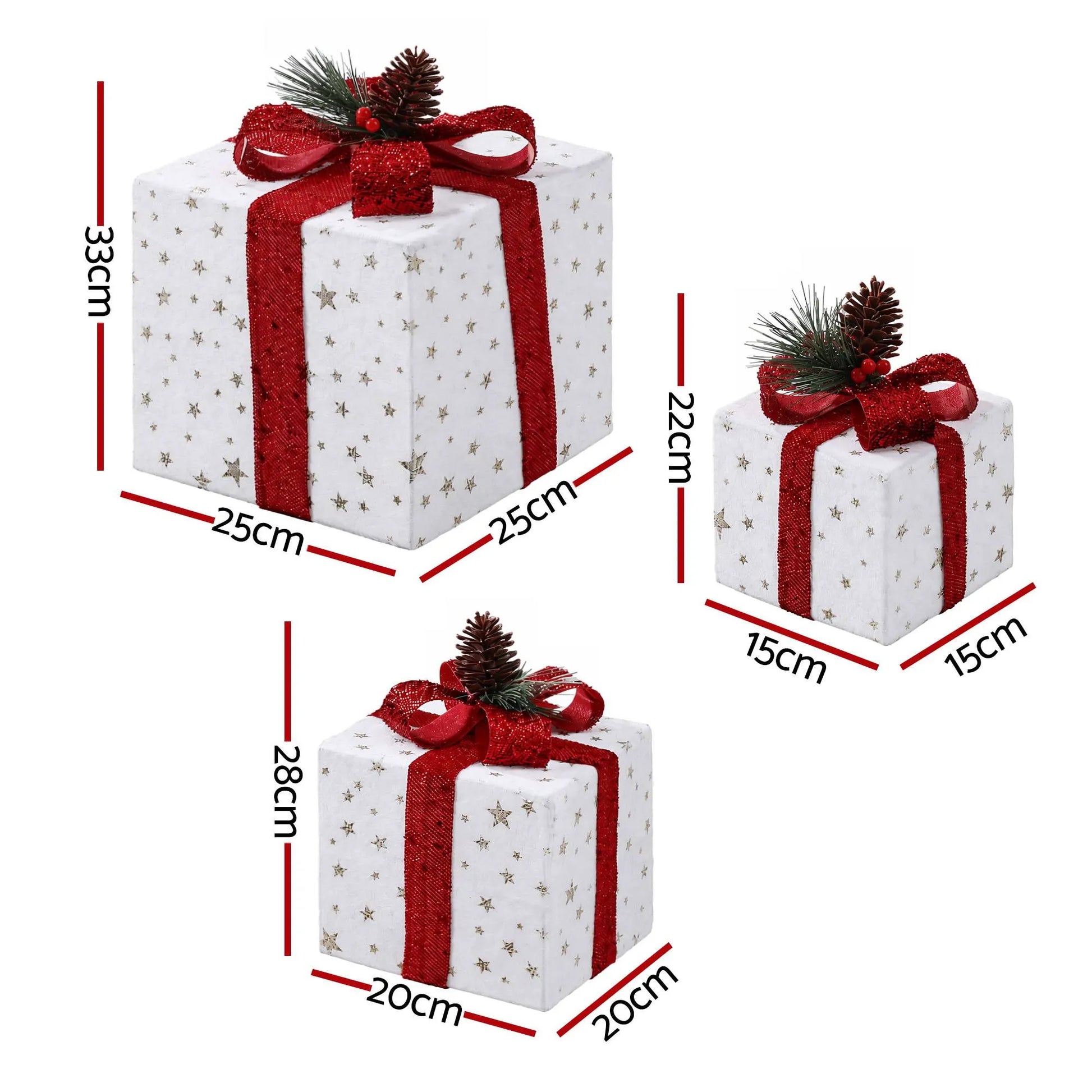Jingle Jollys Christmas Decorations 3PC Lighted Gift Boxes Christmas Lights - Image 9