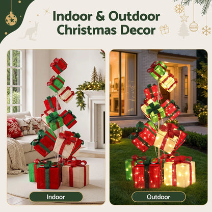 Jingle Jollys Christmas Decorations Lighted Gift Box Tower Christmas Lights Stackable 170cm - Image 3